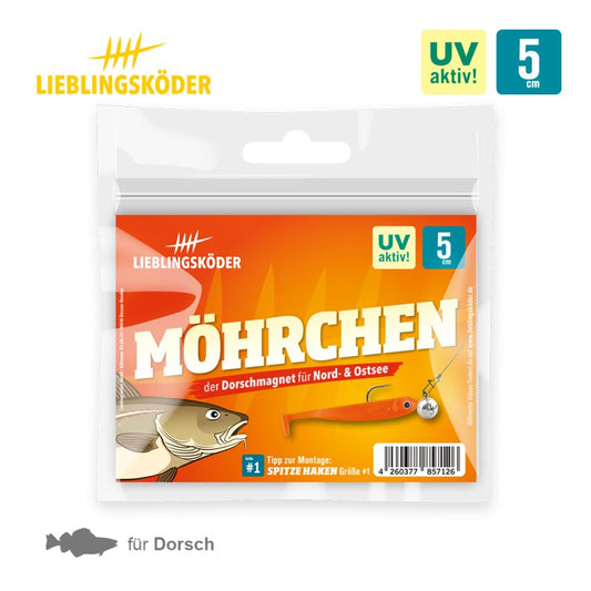 Lieblingsköder Möhrchen 5 cm | 6x Gummifisch