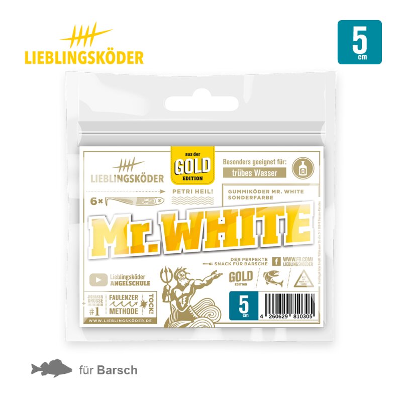 Lieblingsköder Mr. White 5 cm | 6x Gummifisch