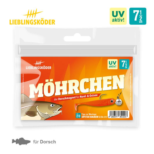 Lieblingsköder Möhrchen 7,5 cm | 5x Gummifisch